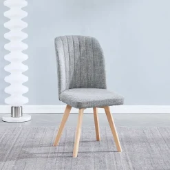 Silla de comedor Lane tapizada patas madera 92x46x55 cm