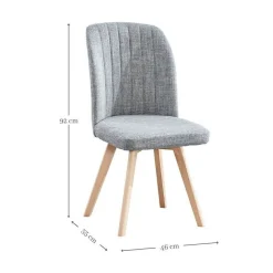 Silla de comedor Lane tapizada patas madera 92x46x55 cm