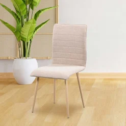 Silla de comedor Milos tapizado tela beige 87x45x53 cm