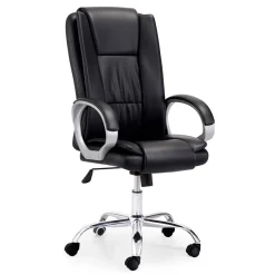 Silla de despacho Atlas giratoria y altura regulable símil piel negro 114-122x68x64 cm