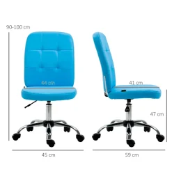 Silla de despacho Ocean Vinsetto símil piel altura regulable azul 90-100x45x59 cm