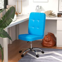 Silla de despacho Ocean Vinsetto símil piel altura regulable azul 90-100x45x59 cm