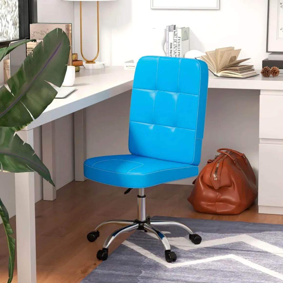 Silla de despacho Ocean Vinsetto símil piel altura regulable azul 90-100x45x59 cm