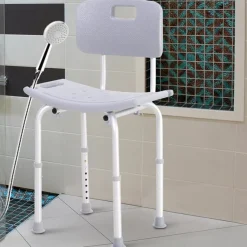 Silla de ducha antideslizante y regulable para baño WC 67,5-85,5 x 51 x 38,5 cm