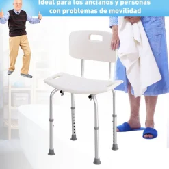 Silla de ducha ayuda baño regulable blanco