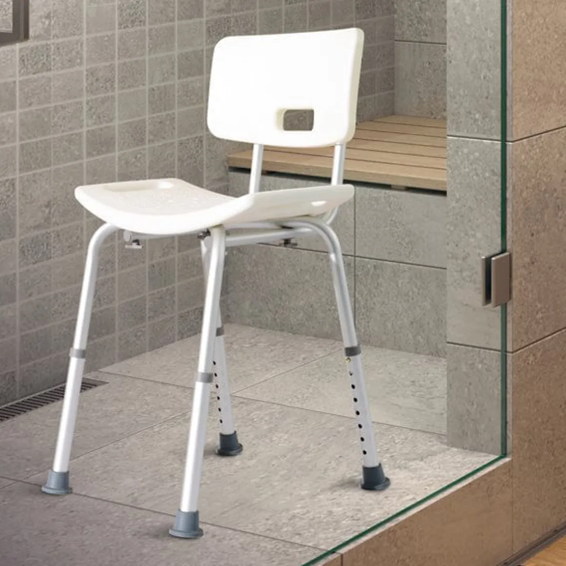 Silla de ducha ayuda baño regulable blanco