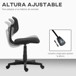 Silla de escritorio Arborea Homcom altura regulable 78-88x43x48 cm