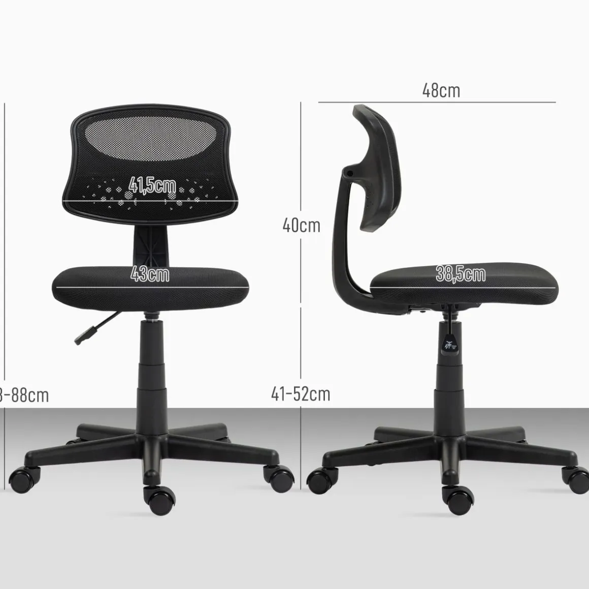 Silla de escritorio Arborea Homcom altura regulable 78-88x43x48 cm
