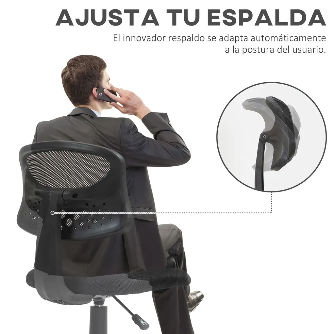 Silla de escritorio Arborea Homcom altura regulable 78-88x43x48 cm