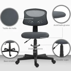 Silla de escritorio Arborea Homcom altura regulable 78-88x43x48 cm