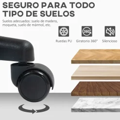 Silla de escritorio Arborea Homcom altura regulable 78-88x43x48 cm