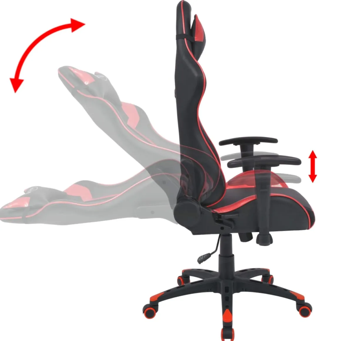 Silla de escritorio Aston reclinable altura ajustable roja 126-136x70x71 cm