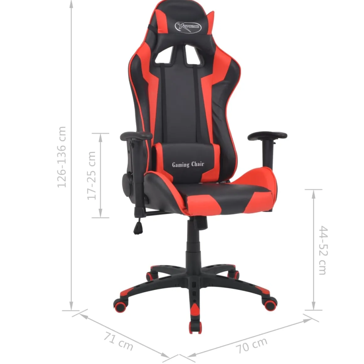 Silla de escritorio Aston reclinable altura ajustable roja 126-136x70x71 cm
