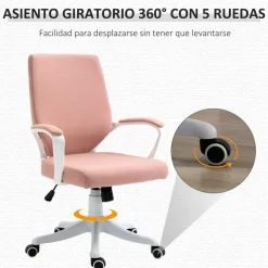 Silla de escritorio Bosque Vinsetto altura ajustable rosa 92-100x62x69 cm