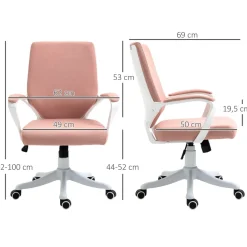 Silla de escritorio Bosque Vinsetto altura ajustable rosa 92-100x62x69 cm