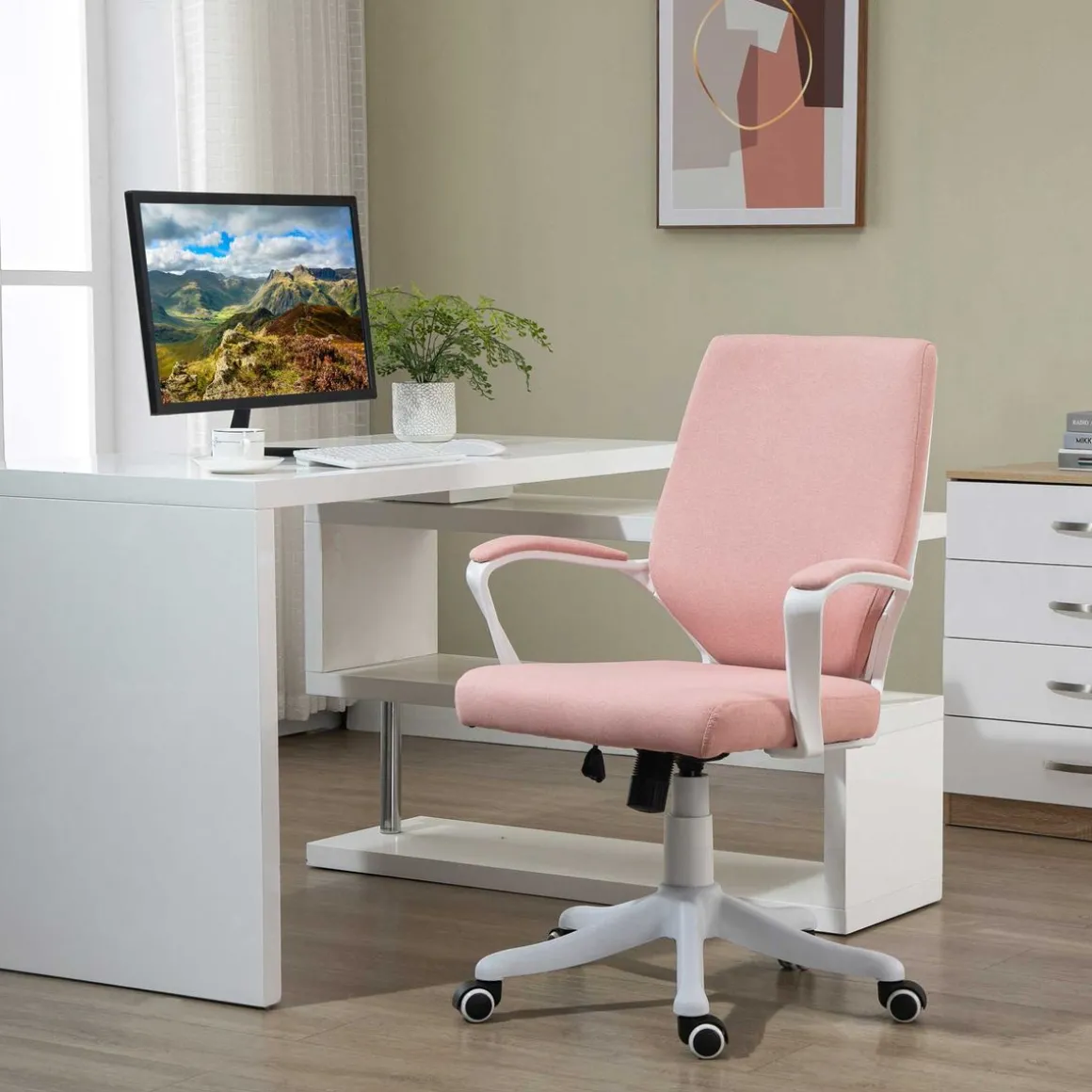 Silla de escritorio Bosque Vinsetto altura ajustable rosa 92-100x62x69 cm