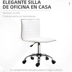 Silla de escritorio Elegance Homcom altura regulable blanco 78-90x48x52 cm