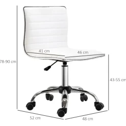 Silla de escritorio Elegance Homcom altura regulable blanco 78-90x48x52 cm