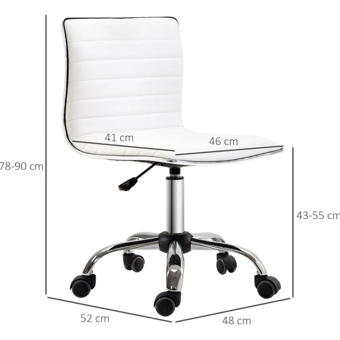 Silla de escritorio Elegance Homcom altura regulable blanco 78-90x48x52 cm