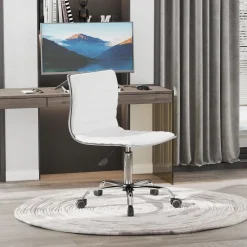 Silla de escritorio Elegance Homcom altura regulable blanco 78-90x48x52 cm