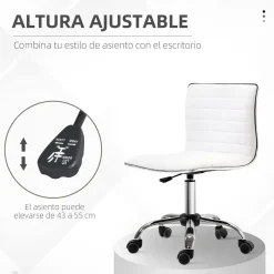 Silla de escritorio Elegance Homcom altura regulable blanco 78-90x48x52 cm