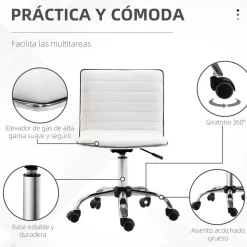 Silla de escritorio Elegance Homcom altura regulable blanco 78-90x48x52 cm