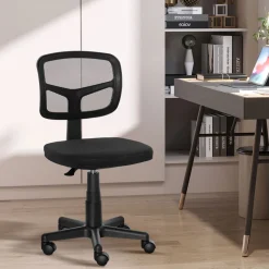 Silla de escritorio Ghel Vinsetto con altura regulable negro 77,5-89,5x43x48 cm