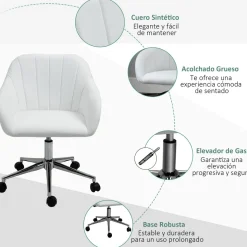 Silla de escritorio Keld Vinsetto altura ajustable blanco 79-89x60x59 cm