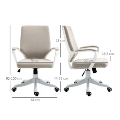 Silla de escritorio Lary Vinsetto basculante con reposabrazos beige 92-100x64x52 cm