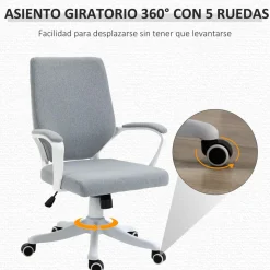 Silla de escritorio Libra Vinsetto altura regulable gris 92-100x62x69 cm