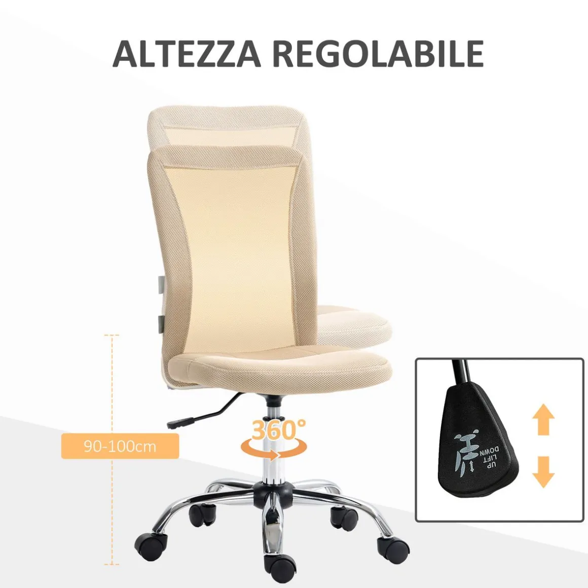 Silla de escritorio Licci Vinsetto giratoria 90-100x43x58 cm