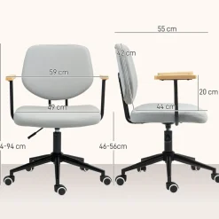 Silla de escritorio Office Homcom altura ajustable gris 84-94x59x55 cm
