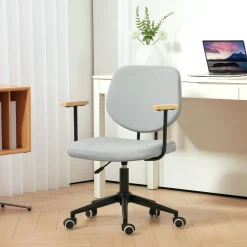 Silla de escritorio Office Homcom altura ajustable gris 84-94x59x55 cm