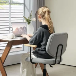 Silla de escritorio Office Homcom altura ajustable gris 84-94x59x55 cm
