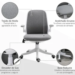 Silla de escritorio Ozono Vinsetto basculante con altura ajustable 94-104x62,5x60 cm