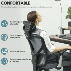 Silla de escritorio Ren Vinsetto altura regulable con reposacabezas 118x62x67 cm