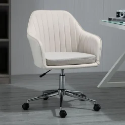 Silla de escritorio Serenique Vinsetto con reposabrazos beige 96x61x59 cm