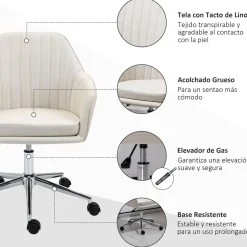 Silla de escritorio Serenique Vinsetto con reposabrazos beige 96x61x59 cm