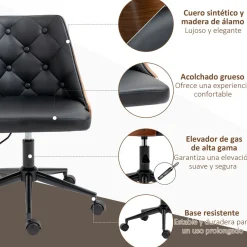 Silla de escritorio Tulipán Vinsetto basculante altura regulable negro/marrón 77-87x53x62 cm
