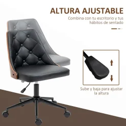 Silla de escritorio Tulipán Vinsetto basculante altura regulable negro/marrón 77-87x53x62 cm