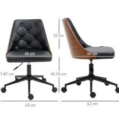 Silla de escritorio Tulipán Vinsetto basculante altura regulable negro/marrón 77-87x53x62 cm