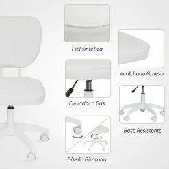 Silla de escritorio Valentín altura regulable blanco 82-92x46x59 cm