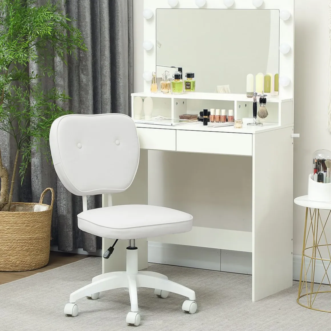Silla de escritorio Valentín altura regulable blanco 82-92x46x59 cm