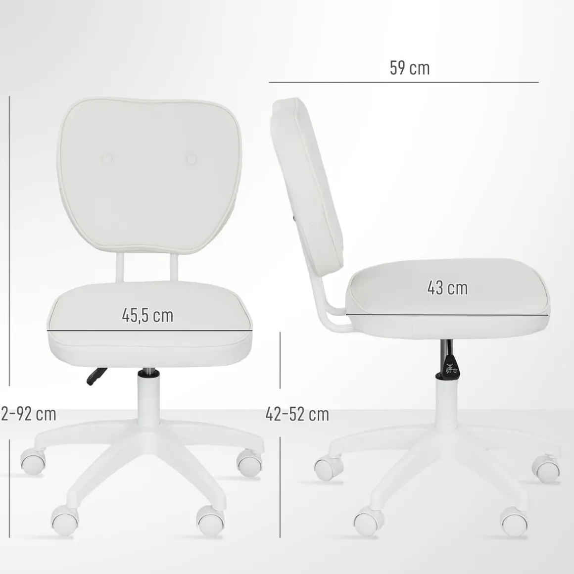 Silla de escritorio Valentín altura regulable blanco 82-92x46x59 cm