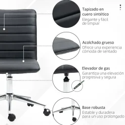 Silla de escritorio Violeta Vinsetto altura ajustable ergonómica blanco/negro 76,5-86,5x57x47 cm