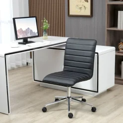 Silla de escritorio Violeta Vinsetto altura ajustable ergonómica blanco/negro 76,5-86,5x57x47 cm