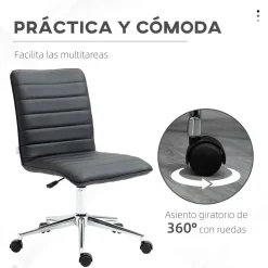 Silla de escritorio Violeta Vinsetto altura ajustable ergonómica blanco/negro 76,5-86,5x57x47 cm