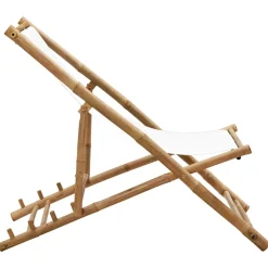 Silla de exterior Panda ajustable en 4 posiciones natural/blanco 62-93x60x108-123 cm