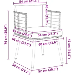 Silla de jardín Karina 2 cojines + reposabrazos 76x60x65 cm