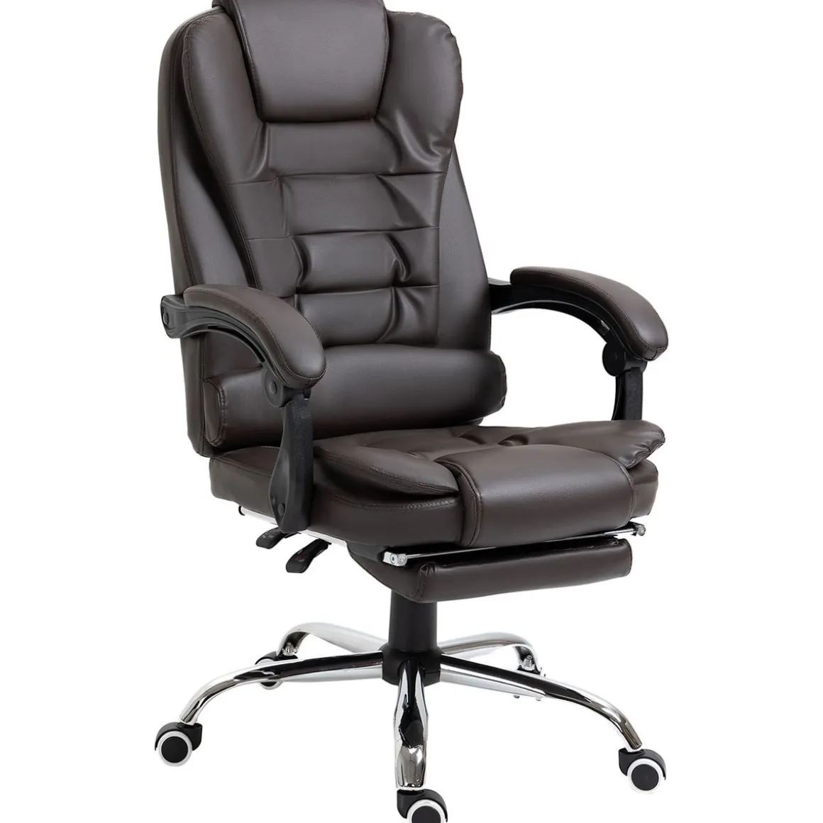 Silla de oficina Adar Homcom con reposapiés reclinable marrón oscuro 109-117x64,5x69 cm